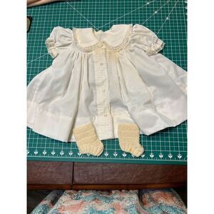 Vintage Baby Dress & Crochet Socks Set